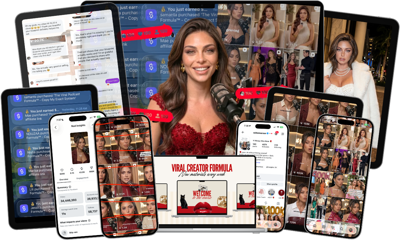 Creator growth, sales notifications and student results from The Viral Creator Formula